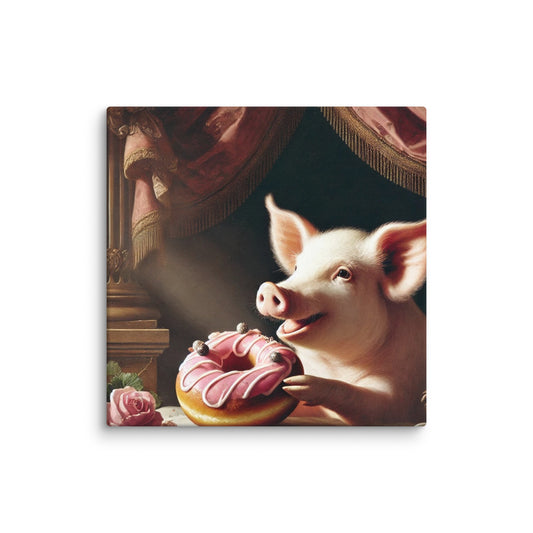 Guardians' Delight: A Pig's Sweet Tribute Canvas