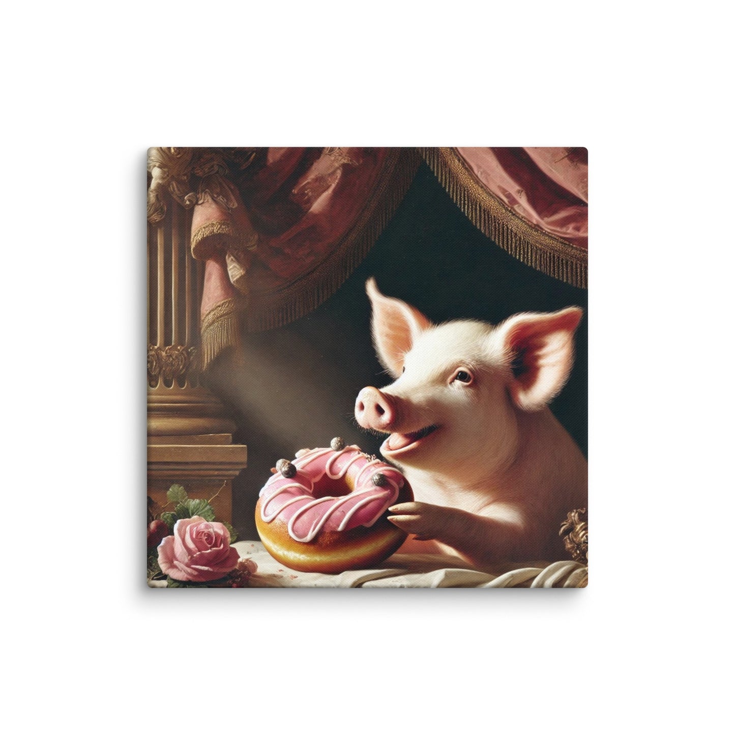 Guardians' Delight: A Pig's Sweet Tribute Canvas