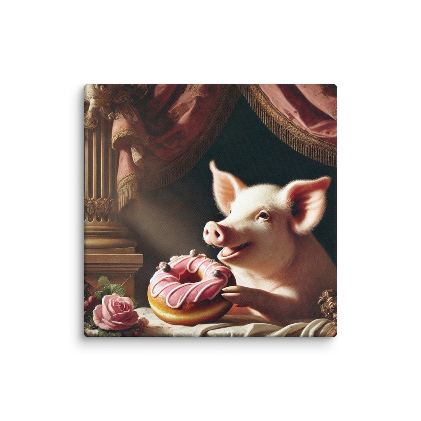 Guardians' Delight: A Pig's Sweet Tribute Canvas