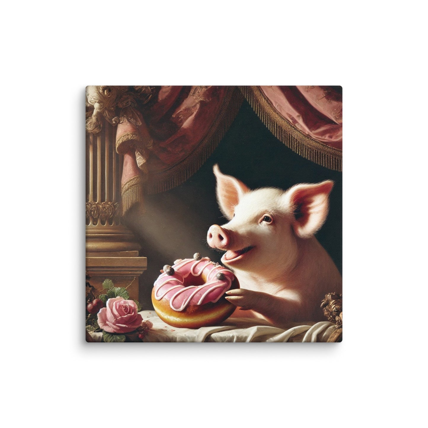 Guardians' Delight: A Pig's Sweet Tribute Canvas