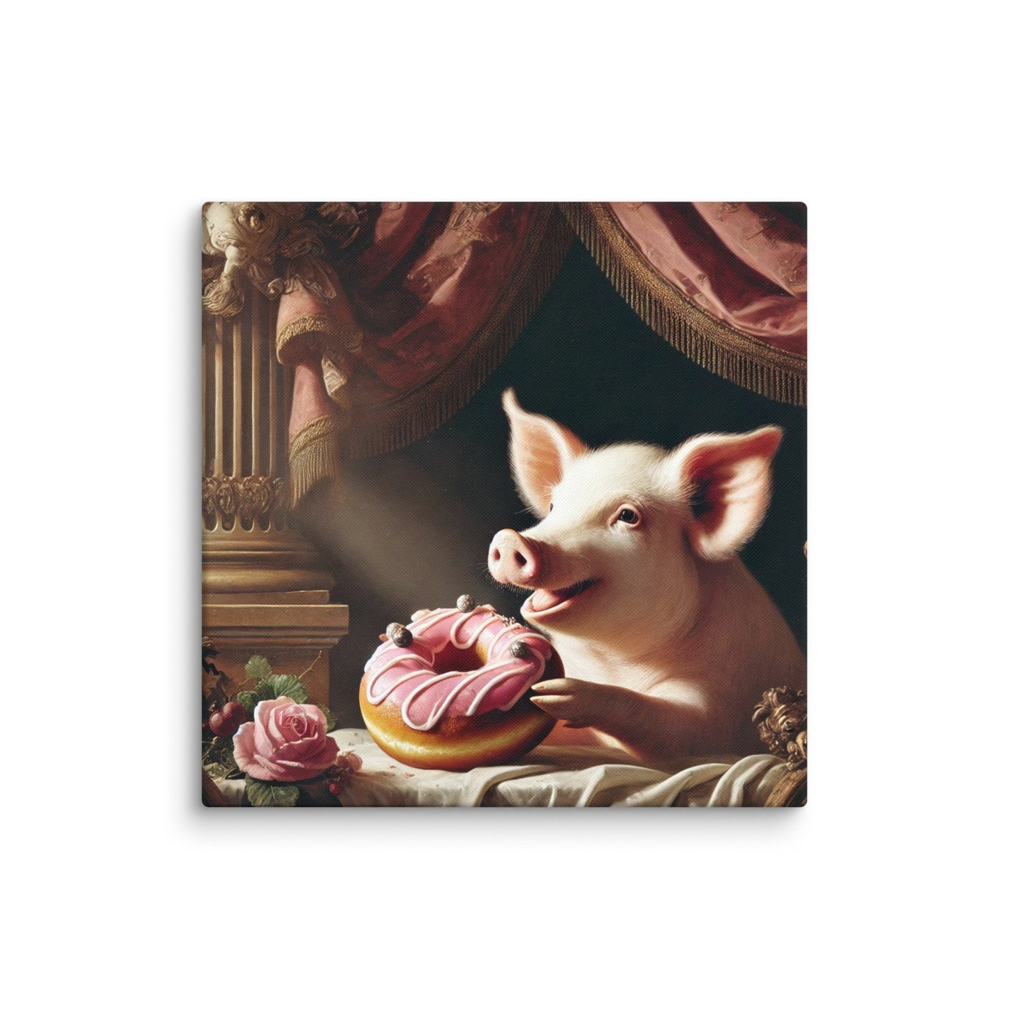 Guardians' Delight: A Pig's Sweet Tribute Canvas