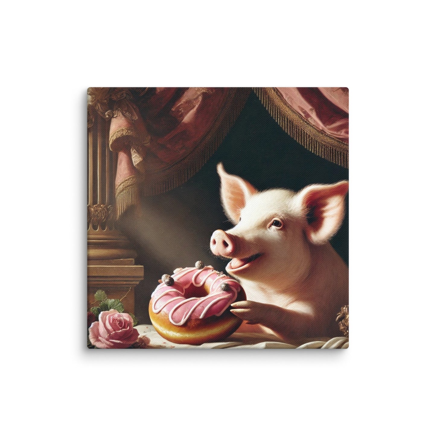 Guardians' Delight: A Pig's Sweet Tribute Canvas