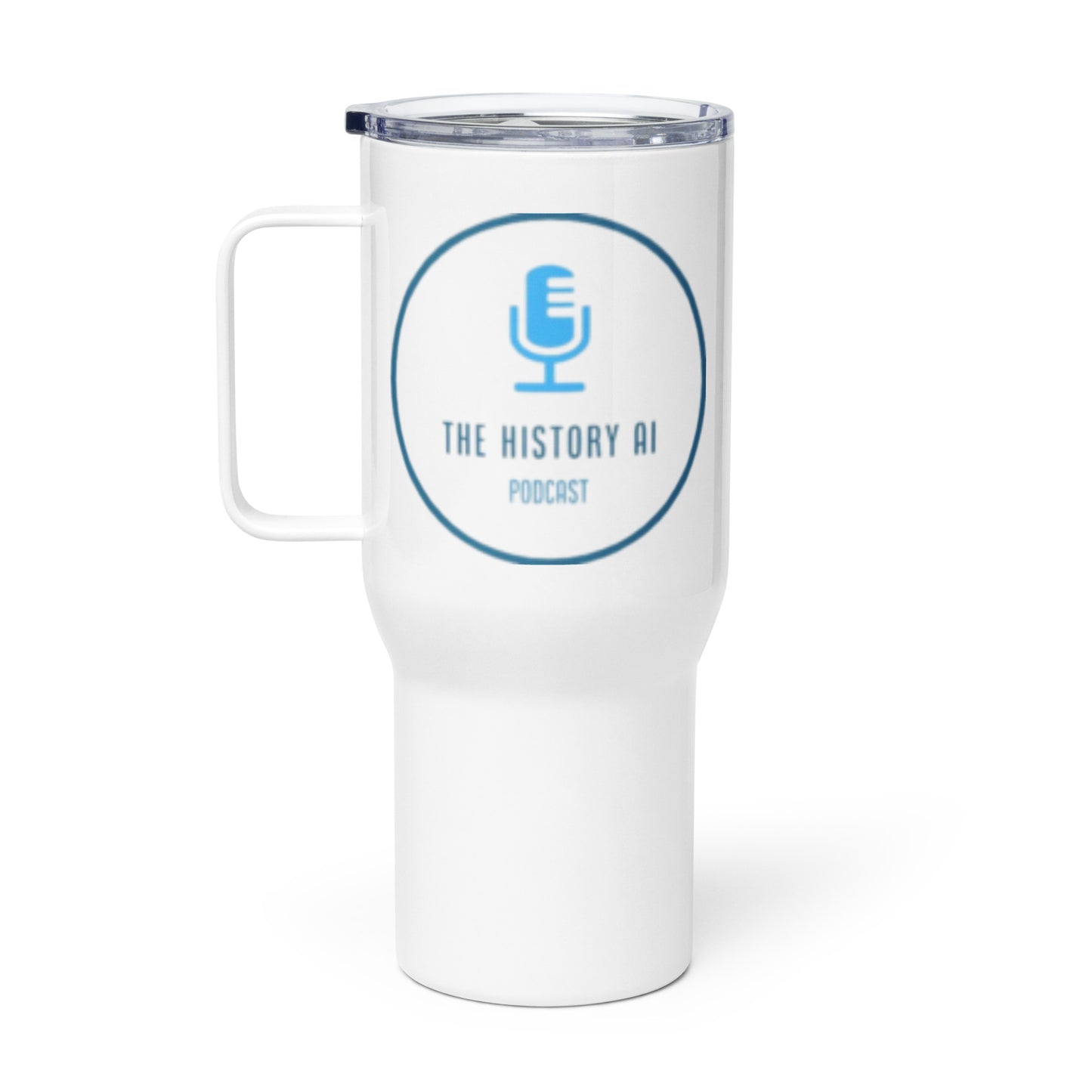 "The History AI Podcast" Travel Mug with a Handle